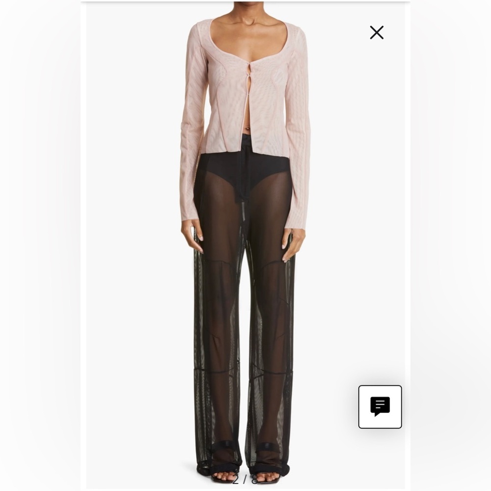 Kathryn Bowen Pulling Seamed Mesh Cardigan in Dusty Rose/Off White Size 6 - Picture 2 of 16